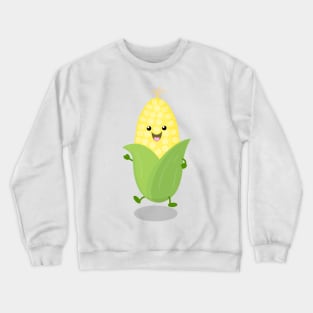 Cute happy corn cartoon illustration Crewneck Sweatshirt